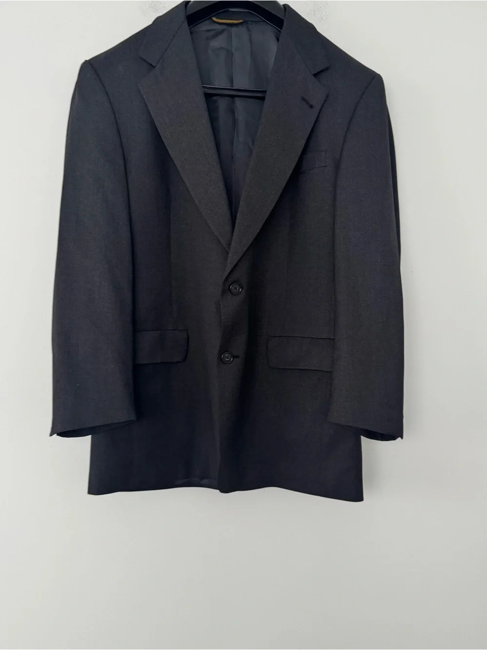 Vtg Hart Schaffner Marx 2 pc Suit 41R 34x30 Gray Gold Trumpeter Wool USA Made